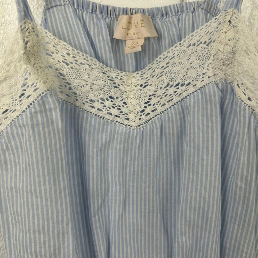 GAP Lace Trim Camisole Cottagecore Feminine Soft Girl Cotton Tank Blue XS - Picture 3 of 8